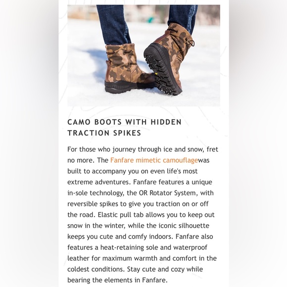 OTBT FANFARE MIMETIC BOOTS ICE CLEATS SNOW Stabilization Size 7 EU 38 NEW Camo - Picture 7 of 9